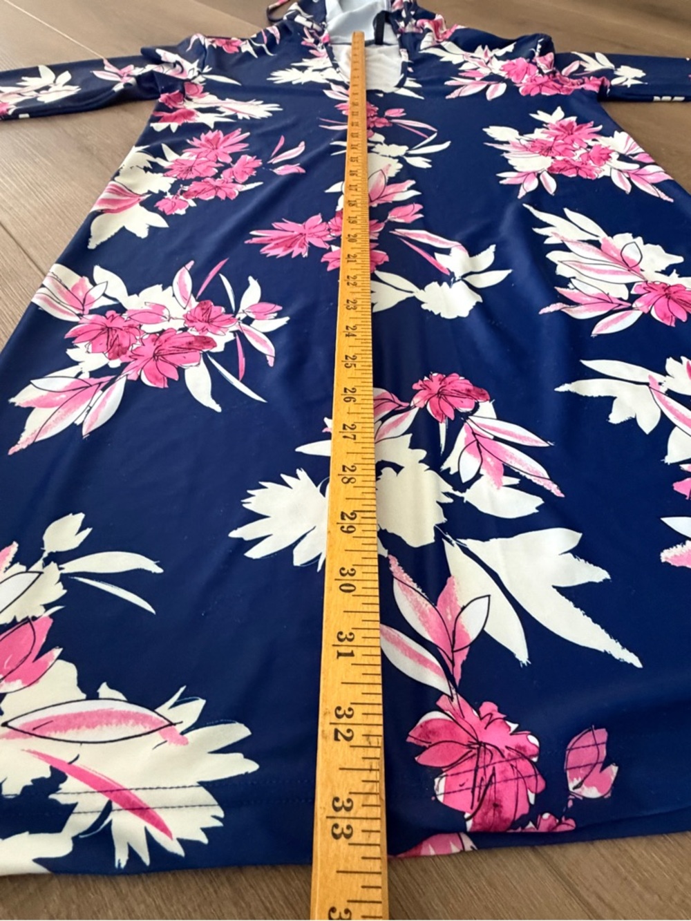 Nautica Blue Pink Floral Swim Bathing Suit Coverup Hood Women Small Resort Pool - Picture 6 of 8